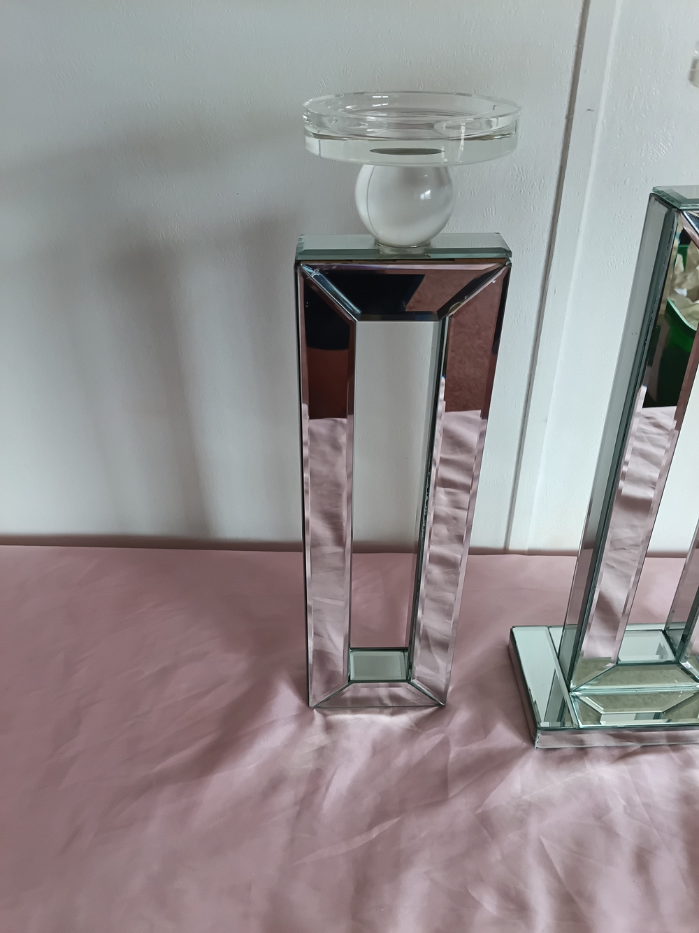Z Gallerie Mirrored Column Candle Holders - Silver - Picture 4 of 15
